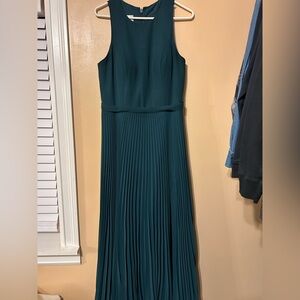Azazie Teal Maxi Dress with Pleated Skirt